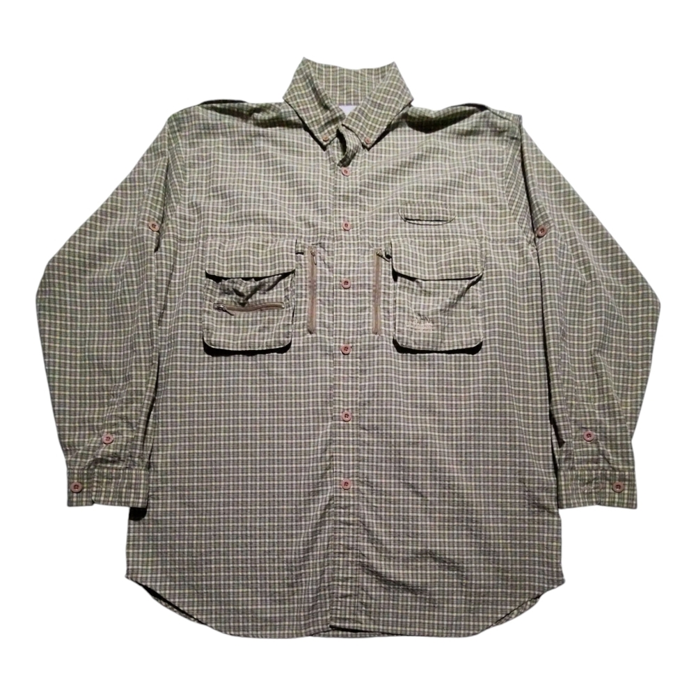 Cabela's Guidewear Shirt Mens XLT Vented Olive Beige Long Sleeve Button Down EUC